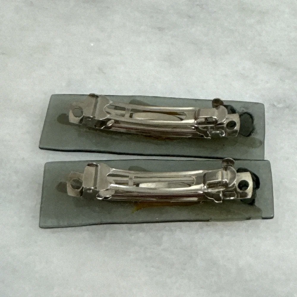 Vintage blowing glass hair clips
